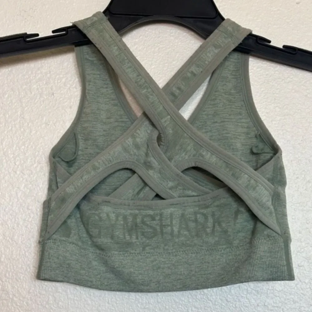 Gymshark Camo Crossback Sport Bra Womens XS Yoga Gym Active Workout Logo Green